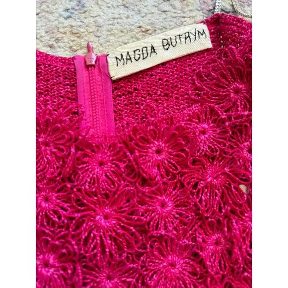 Magda Butrym Pink Crochet Flower Mini Shift Dress - Picture 10 of 16